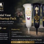 Start up trade pack of 24 memorial vases with decorative stickers for graves